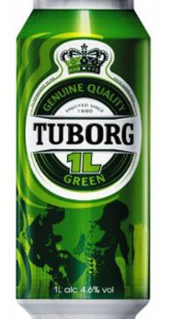 Пиво светлое Tuborg Green в банке 4,6% 1л оптом