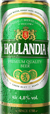 Пиво светлое Hollandia в банке 4.8% 0.45л оптом